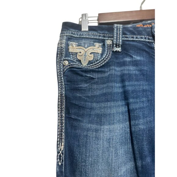 Rock Revival Cornett Bootcut Jean Women 29 Blue Flare Mid Rise Y2K Western Chore - Picture 15 of 16